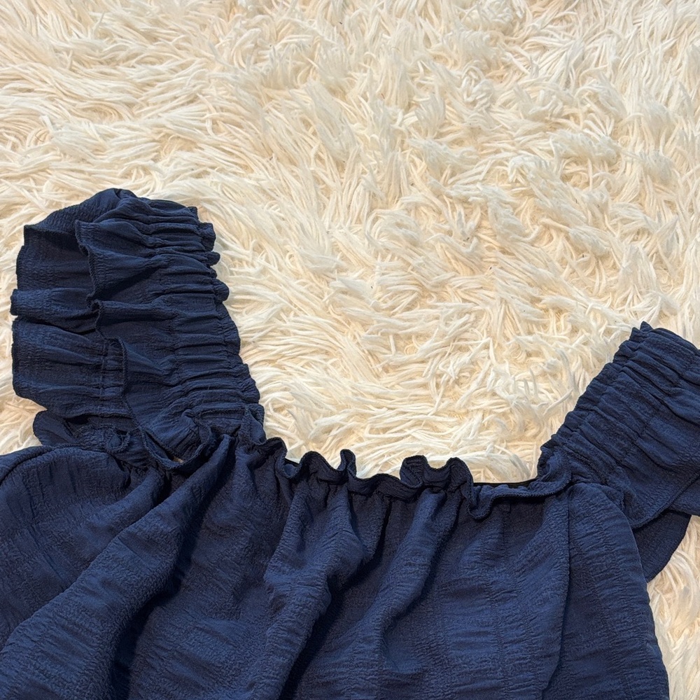 Navy Ruffle Sleeveless Top - Picture 3 of 3